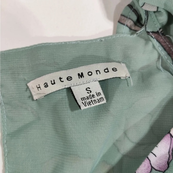 NWOT HAUTE MONDE Women’s Floral Cold Shoulder Ruffle Blouse SZ Small - Picture 3 of 3